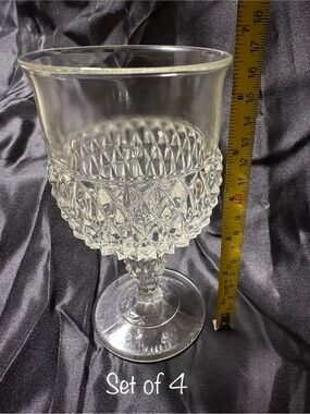 Clear Cut-Glass Goblet - Set of 4